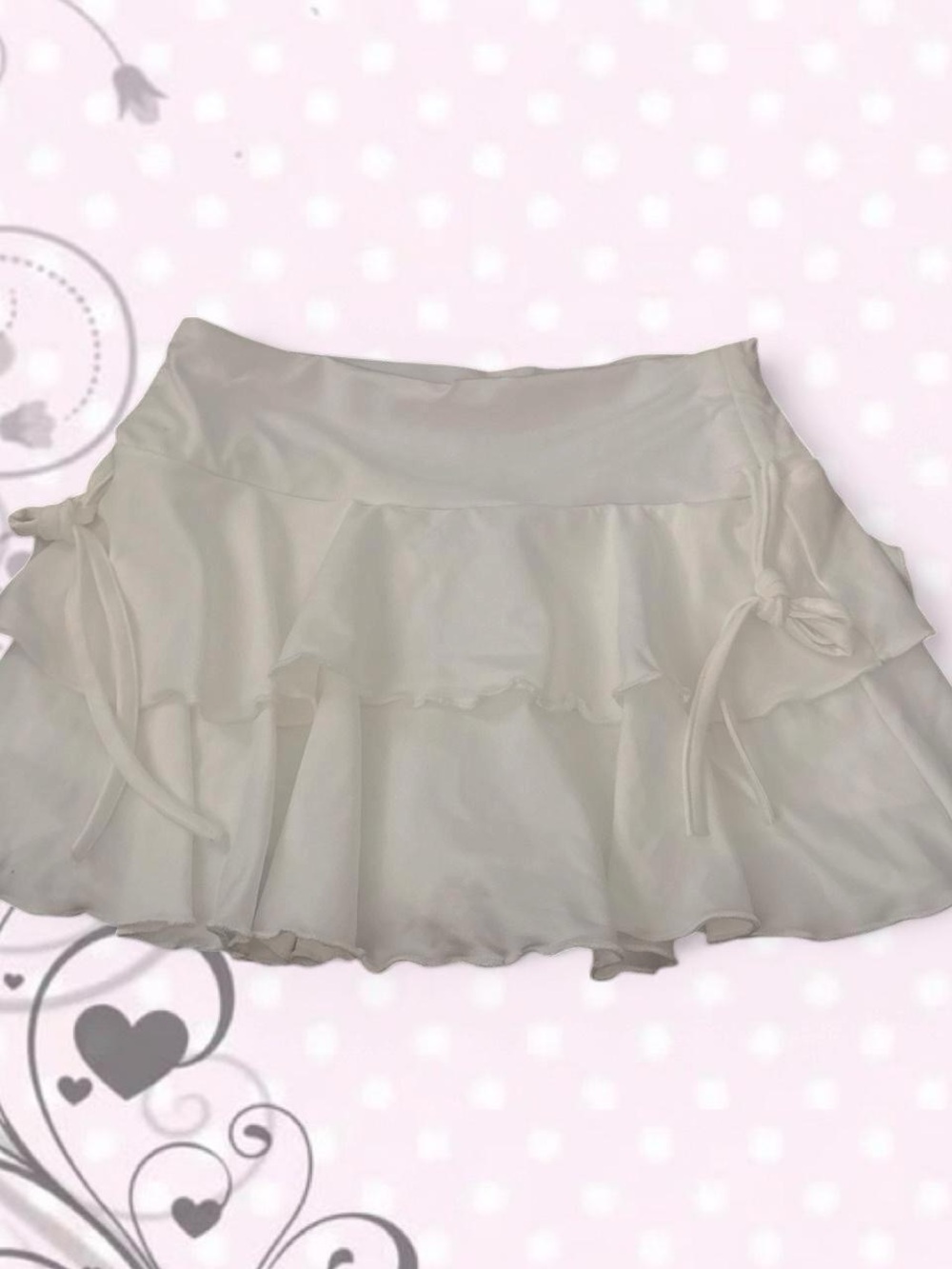 Zara white Ruffled Mini Skirt with Side Ties